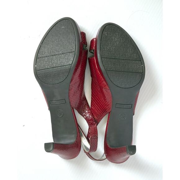 Etienne Aigner E-Ophelia Burgundy Red Snakeskin Slingback Heels Women’s 9.5M - Picture 3 of 10